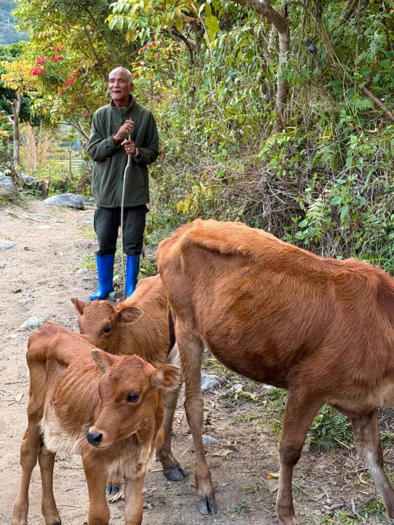 Chatting with a local herder. 