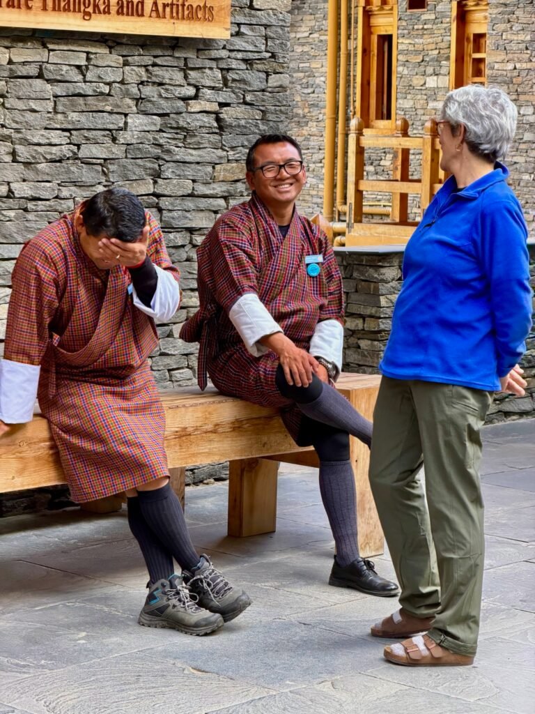 Jill with our amazing guides, Sherub and Tsering 