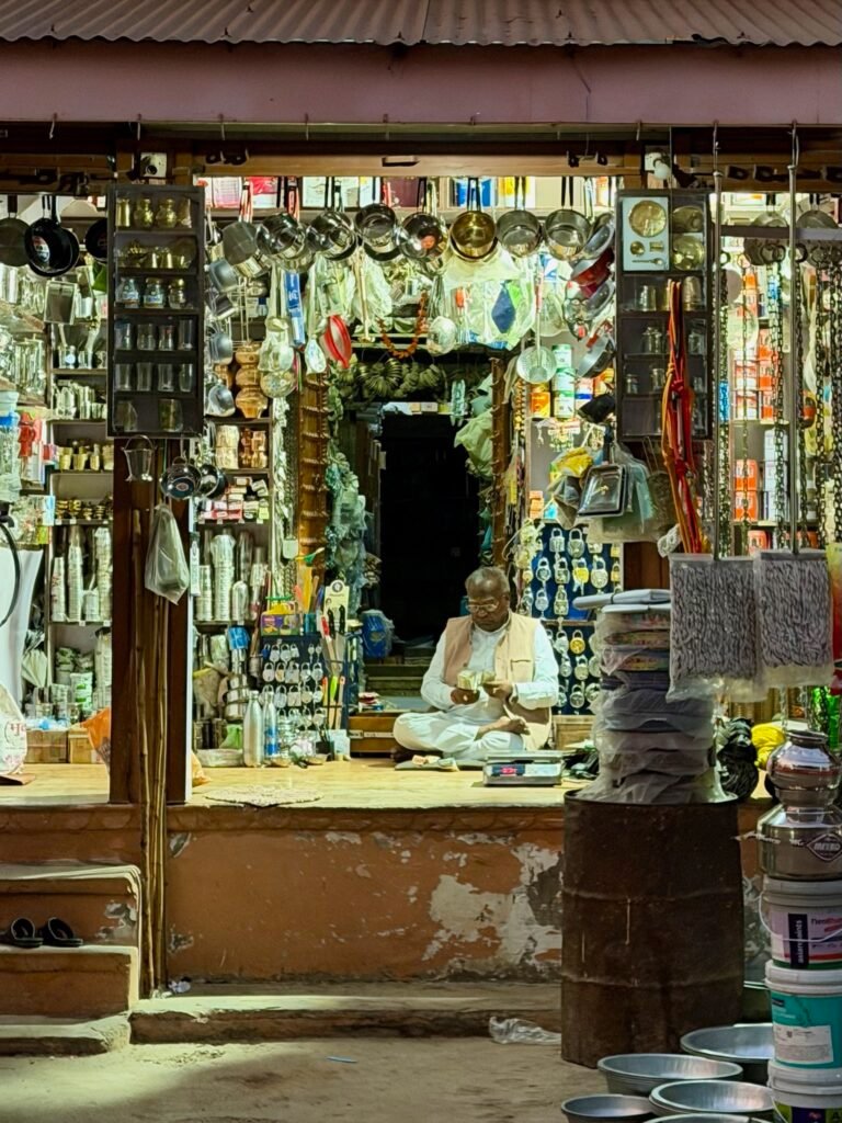 A local shop owner reviews his day 